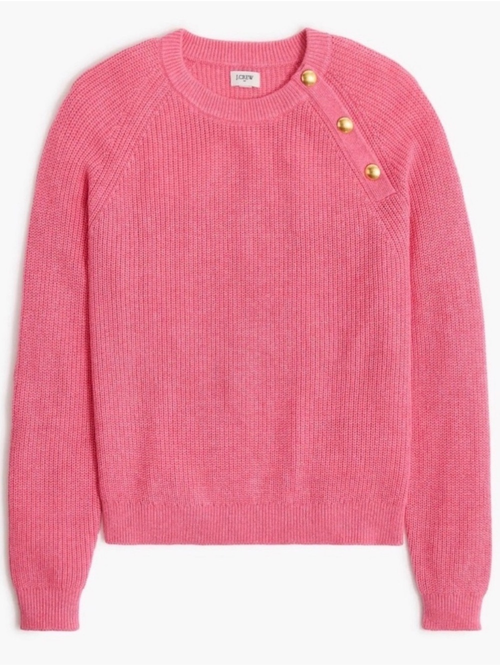 Jcrew Classic Crewneck Button-Trim Sweater in Pink